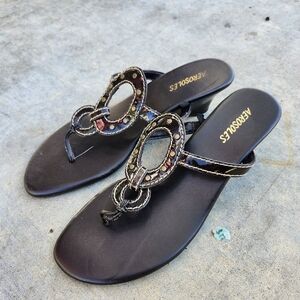 vintage y2k baddie boho brown heeled flip flops/ sandals